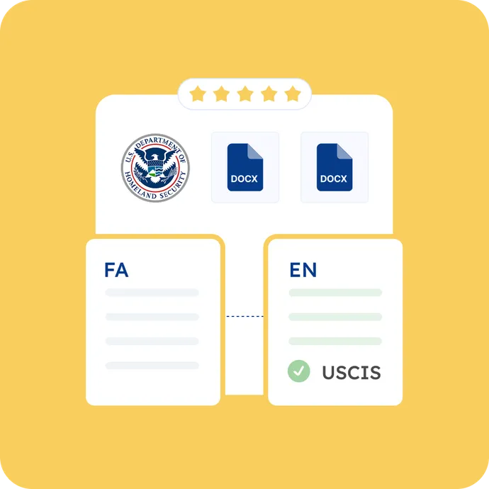 Certified Farsi to English Translation for USCIS Applications index