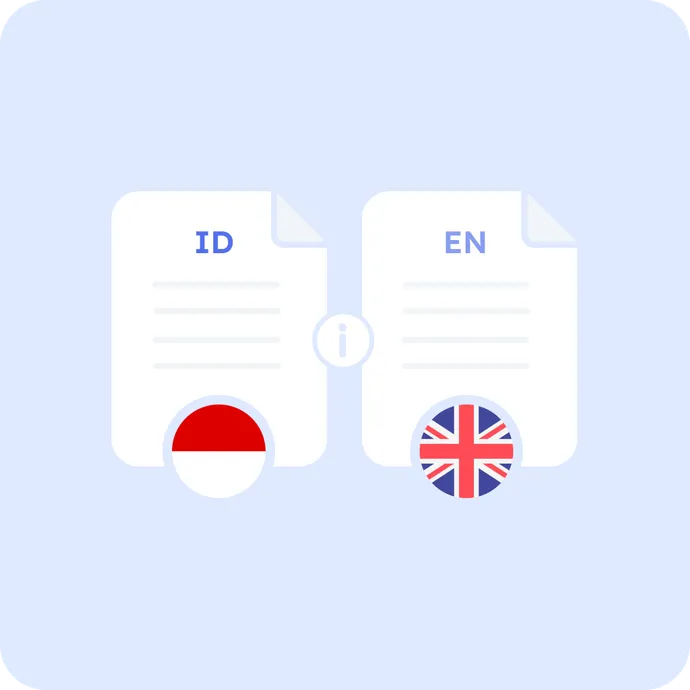 Indonesian bahasa to English translation index