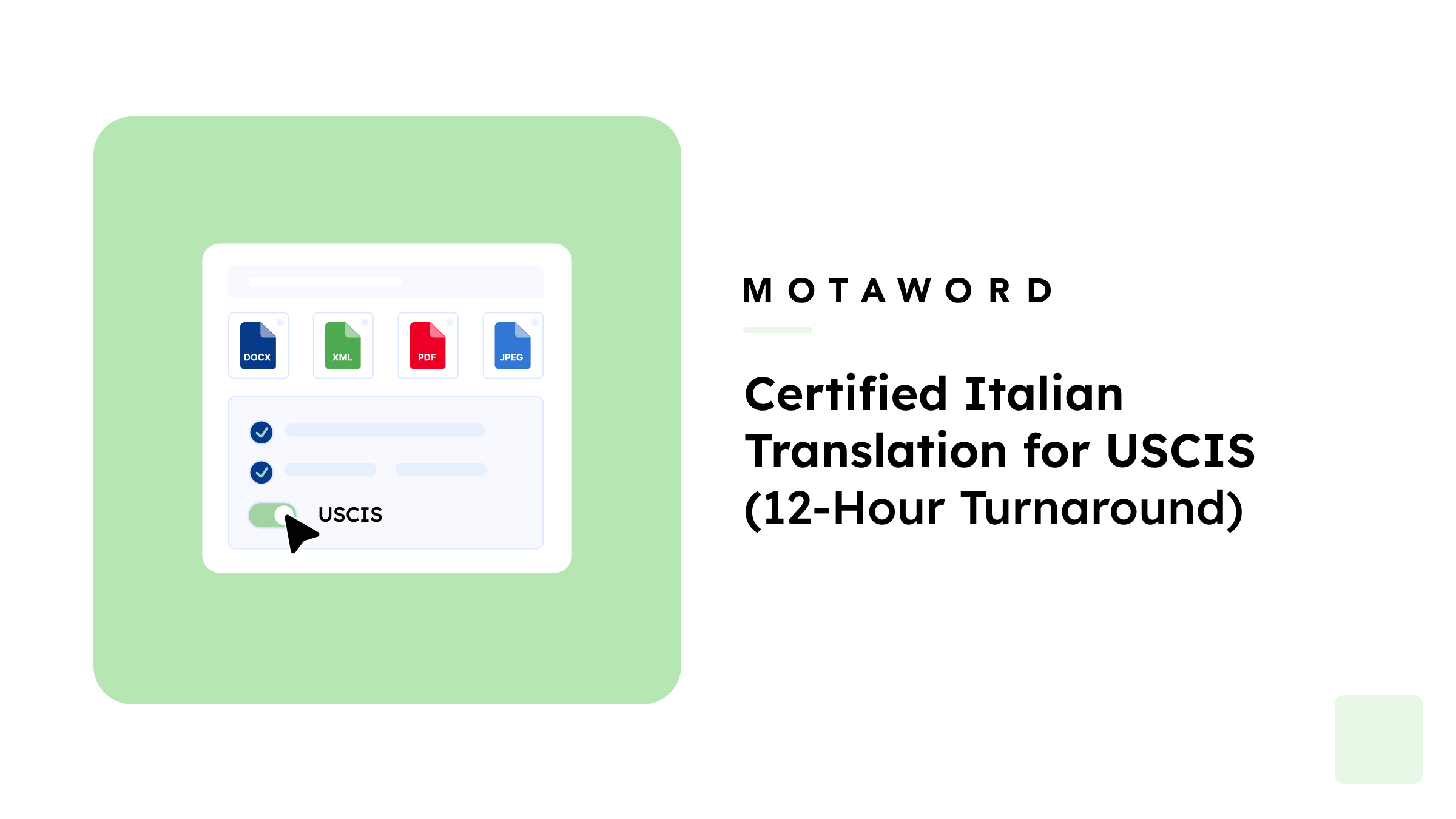 Certified Italian Translation for USCIS | MotaWord