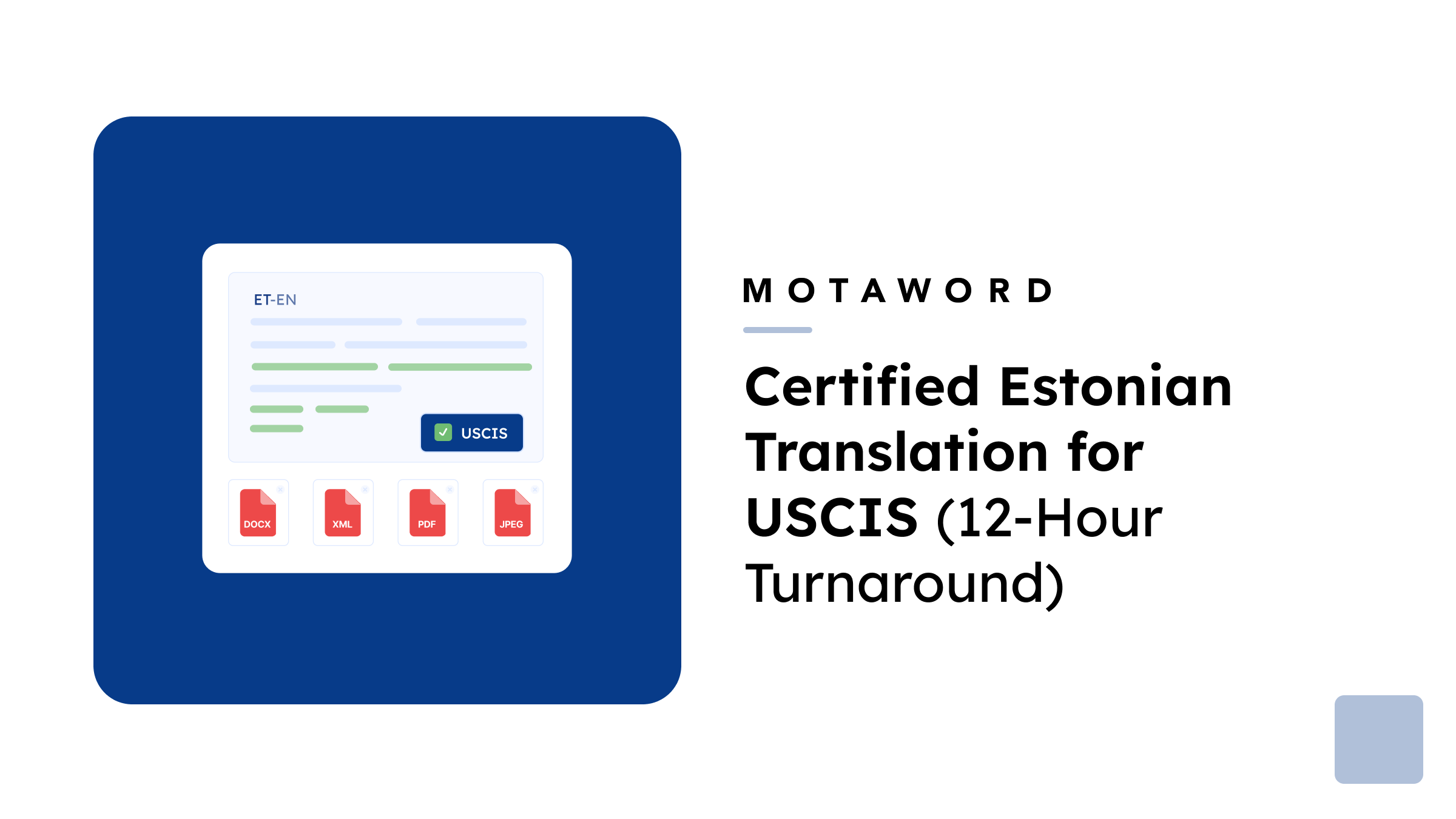 Certified Estonian Translation for USCIS | MotaWord
