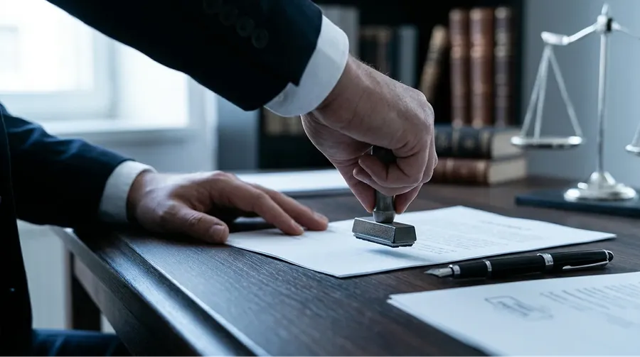 Official documents with a notary stamp illustrating notarized translation services