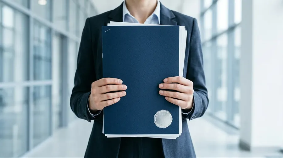 Person reviewing documents for MotaWord certified translation services