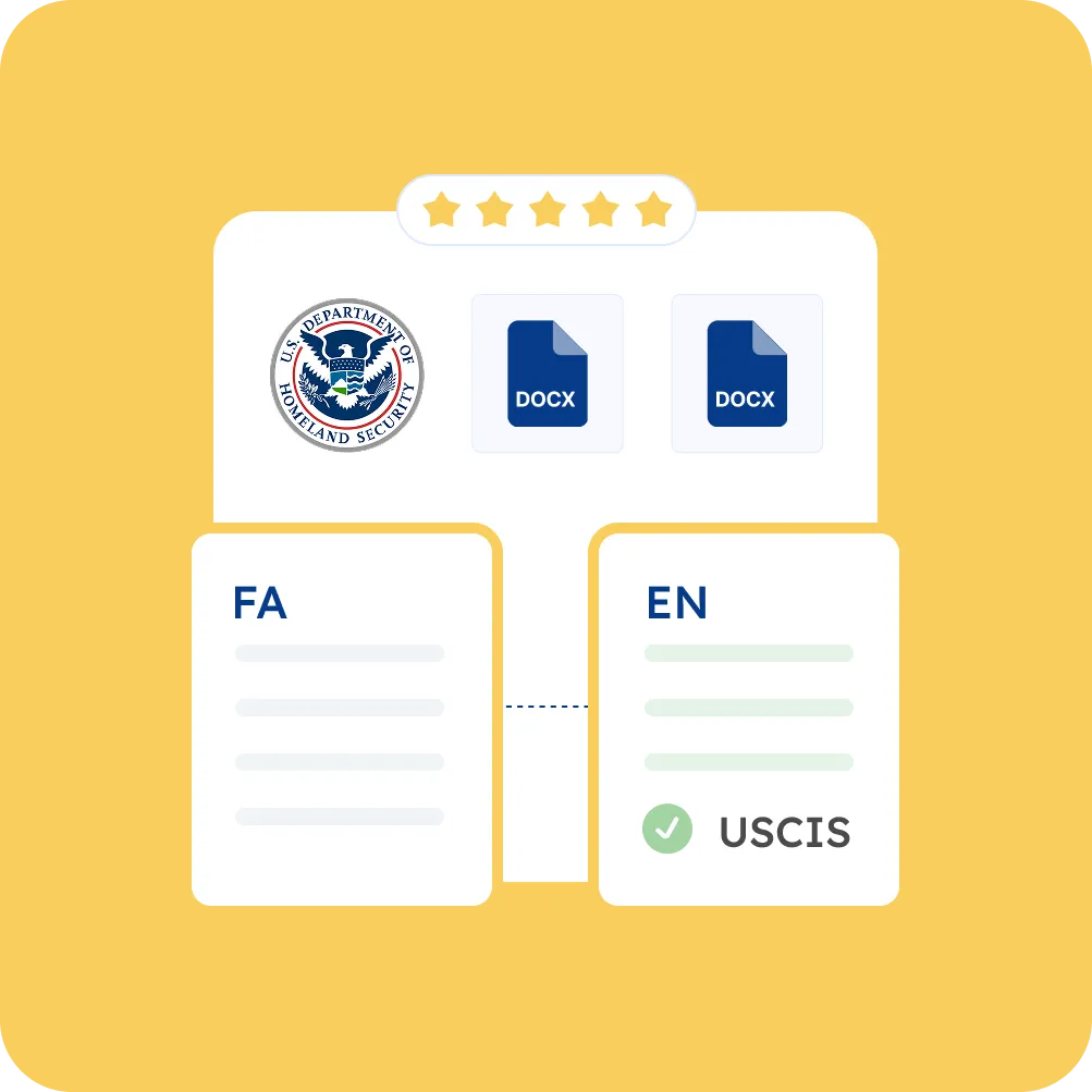 Certified Farsi to English Translation for USCIS Applications index