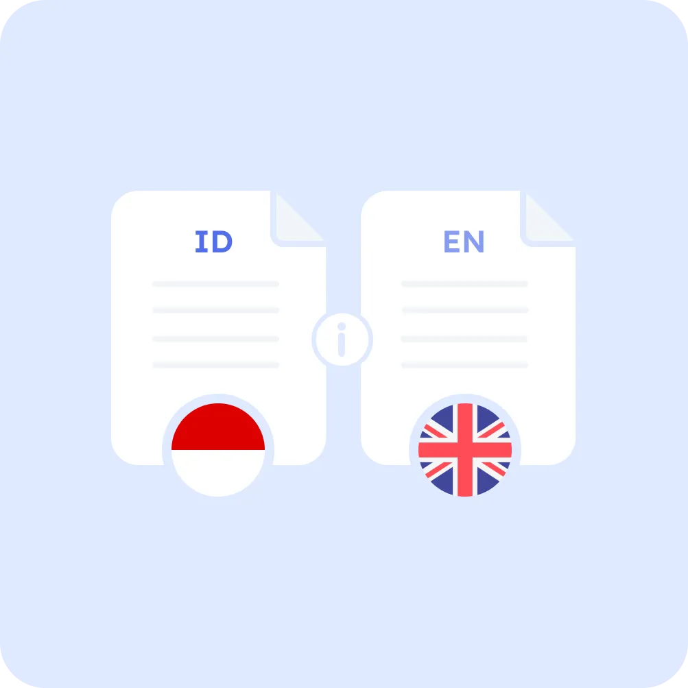 Indonesian bahasa to English translation index