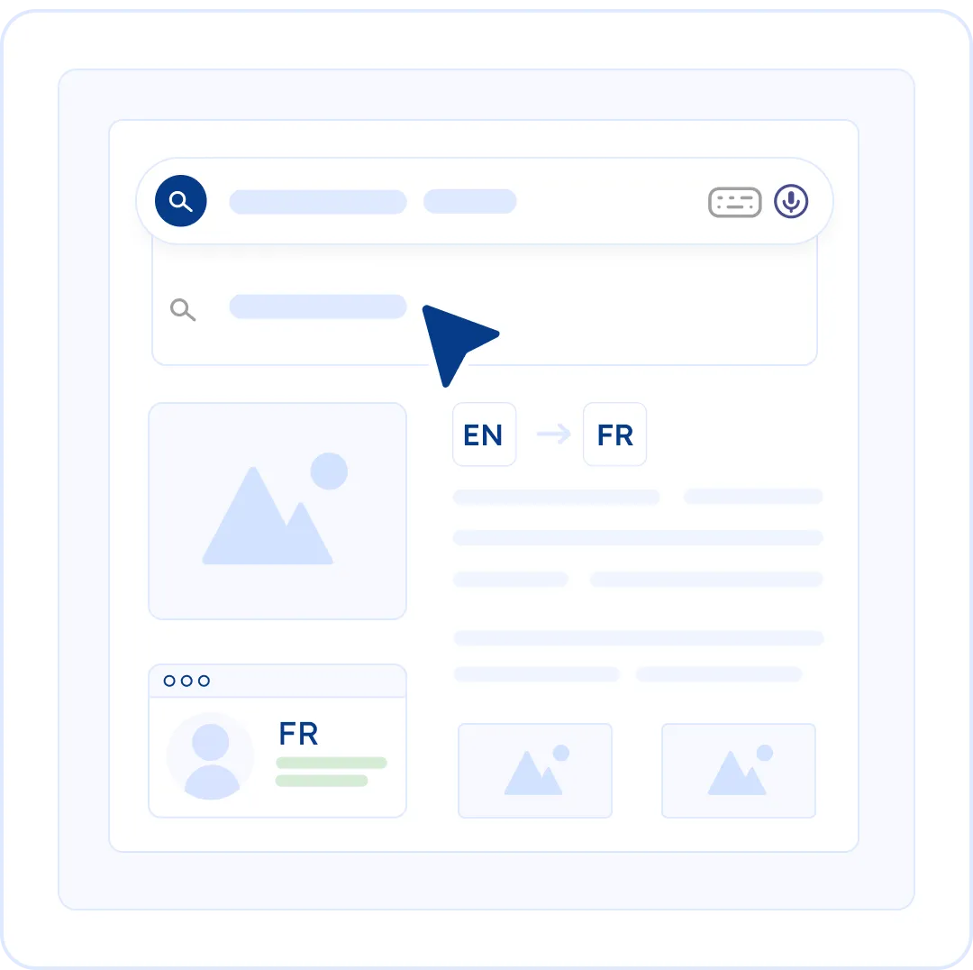 您的访客使用他们的语言进行搜索。 您的网站明白。