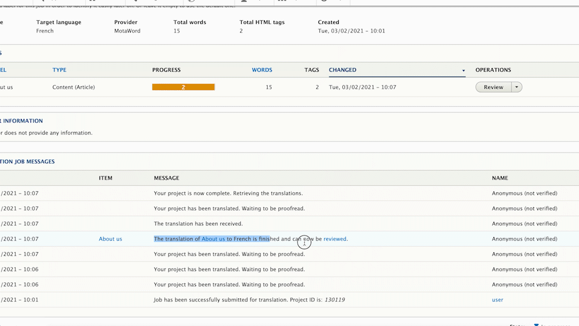 Translation plugin for Drupal