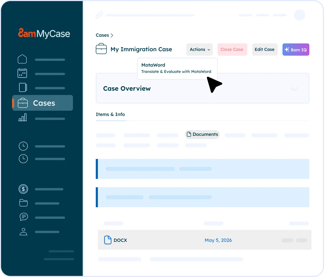 MotaWord + MyCase translation integration
