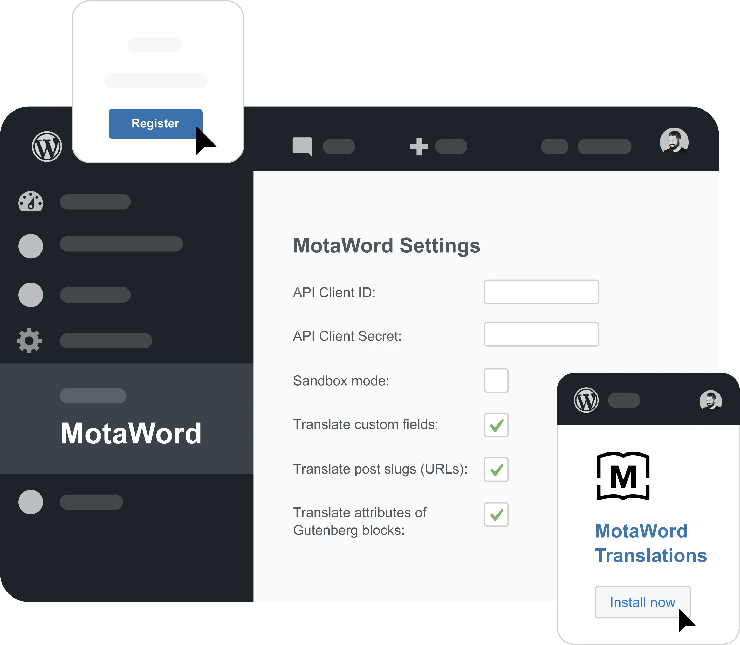 Register for Wordpress Translation Plugin