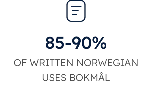 85-90% OF WRITTEN NORWEGIAN USES BOKMÅL